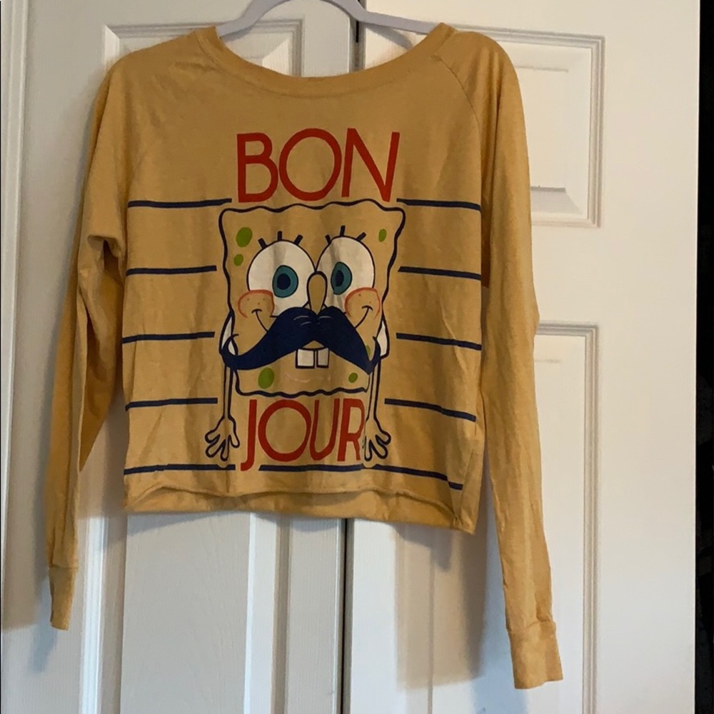 Spongebob Bon Jour graphic long sleeve tee